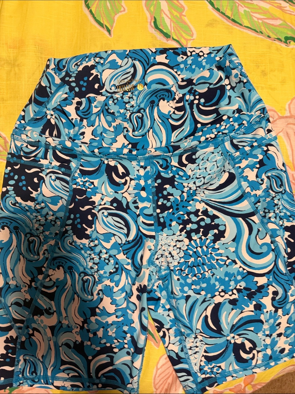 Lilly Pulitzer Blue Multi Floral Bike Shorts